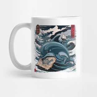 Dismal Dolphin Japanese Art Print Mug